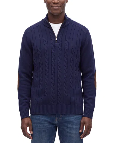 Raffi Cable 1/4-zip Wool & Cashmere-blend Mock Neck Sweater In Blue