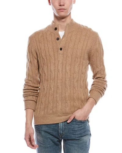 Raffi Cable Cashmere Mock Neck Sweater In Brown