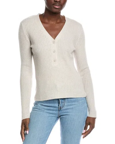 Raffi Cashmere Henley Sweater In White