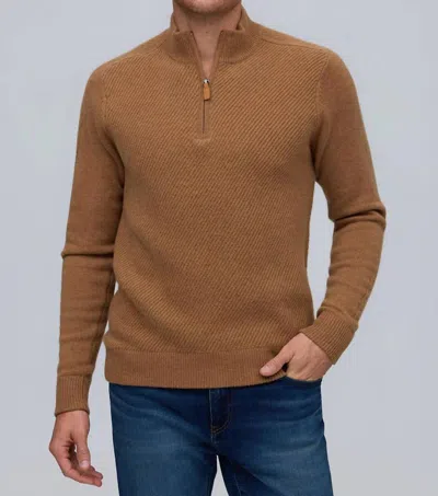 Raffi Cashmere Quarter Zip Top In Tan In Brown