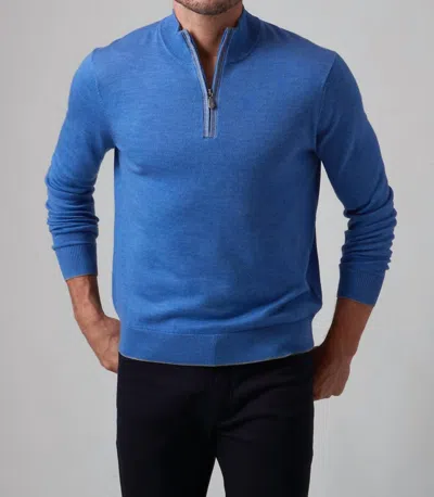 Raffi Classic Merino Zip Mock Sweater In Pool In Blue