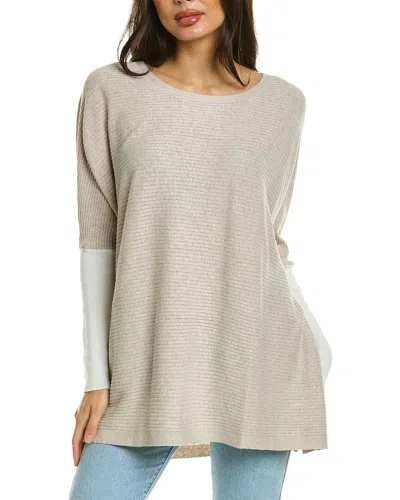 Raffi Cross Rib Linen-blend Pullover In Gray