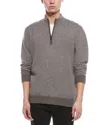 Raffi Diagonal Stripe 1/4-zip Cashmere Mock Neck Sweater In Gray