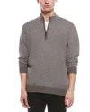 Raffi Diagonal Stripe 1/4-zip Cashmere Mock Neck Sweater In Gray