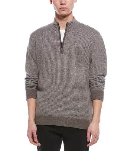RAFFI DIAGONAL STRIPE 1/4-ZIP CASHMERE MOCK NECK SWEATER