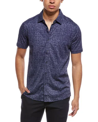 Raffi Distressed Button Shirt In Blue