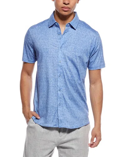 Raffi Distressed Button Shirt In Blue