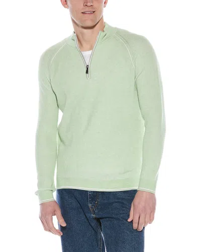 Raffi English Rib 1/4-zip Mock Neck Sweater In Green