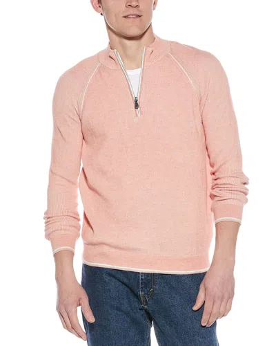 Raffi English Rib 1/4-zip Mock Neck Sweater In Pink
