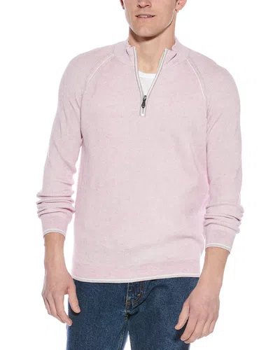 Raffi English Rib 1/4-zip Mock Neck Sweater In Neutral