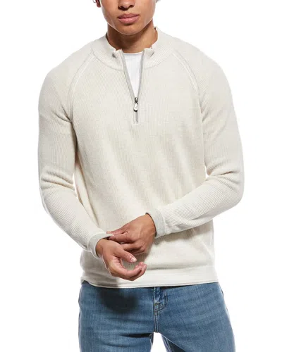 Raffi English Rib 1/4-zip Mock Neck Sweater In White