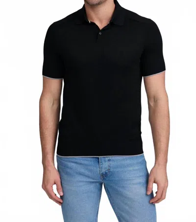 Raffi Florian Cotton-modal Blend Polo Sweater In Black