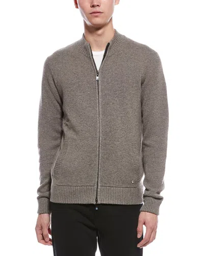 Raffi Full Zip Cashmere Mock Neck Cardigan In Brown