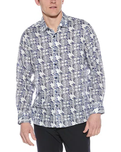RAFFI HOUNDSTOOTH PRINT LINEN SHIRT