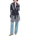 Raffi Intarsia Fringe Wool & Cashmere-blend Cardigan In Blue