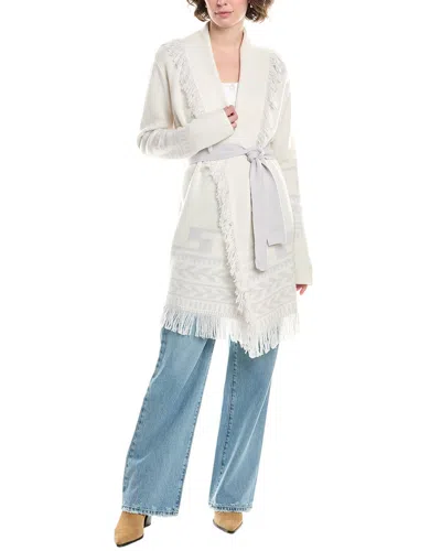 RAFFI INTARSIA FRINGE WOOL & CASHMERE-BLEND CARDIGAN