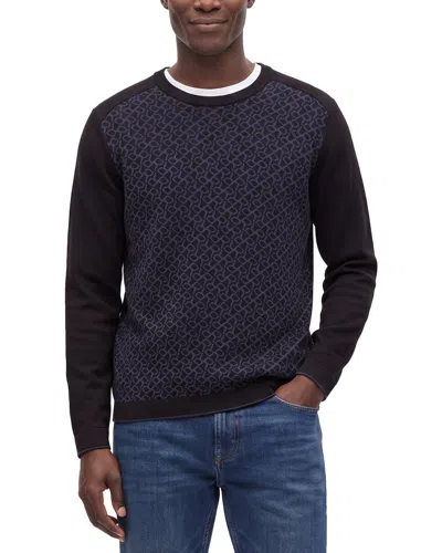 Raffi Jacquard Crewneck Sweater In Black