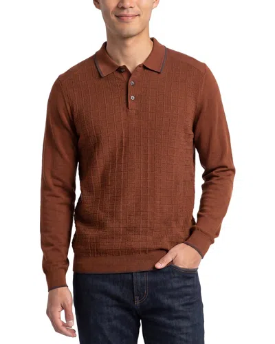 Raffi Jacquard Polo Sweater In Brown