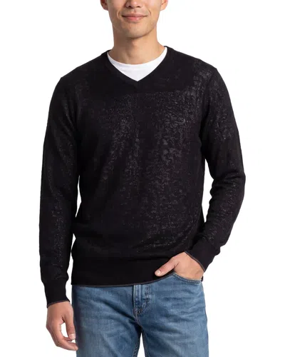 Raffi Jacquard Wool-blend V-neck Sweater In Black