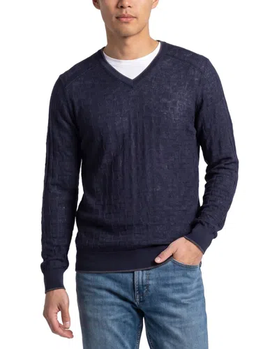 Raffi Jacquard Wool-blend V-neck Sweater In Blue