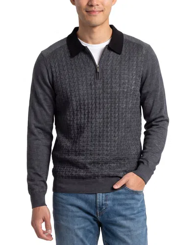 Raffi Jacquard Zip Wool-blend Polo Shirt In Gray
