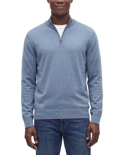 Raffi Jersey 1/4-zip Mock Neck Sweater In Blue