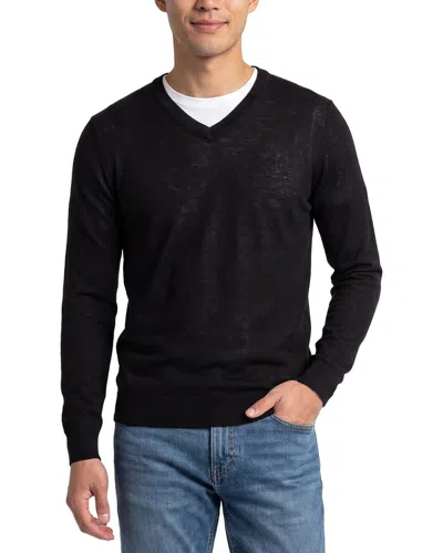 Raffi Jersey Silk & Linen-blend V-neck Sweater In Black