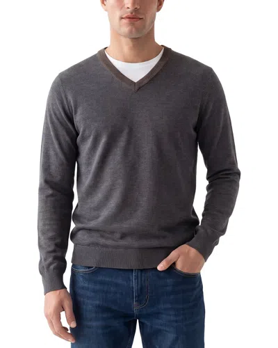 Raffi Jersey Silk & Linen-blend V-neck Sweater In Gray
