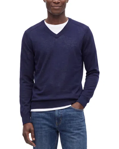 Raffi Jersey Silk & Linen-blend V-neck Sweater In Blue