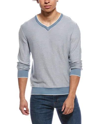 Raffi Links Stitch V-neck Sweater In Blue