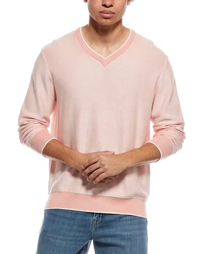 Raffi Links Stitch V-neck Sweater In Pink
