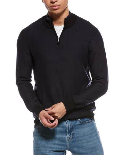 Raffi Links Stitch Zip Mock Neck Sweater In Black