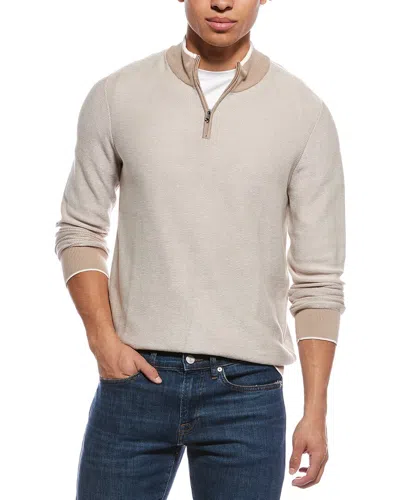 Raffi Links Stitch Zip Mock Neck Sweater In Neutral