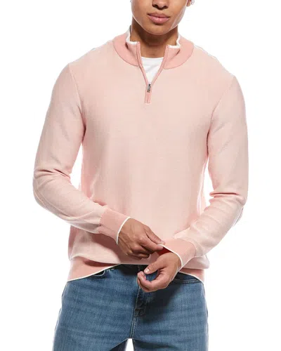 Raffi Links Stitch Zip Mock Neck Sweater In Pink