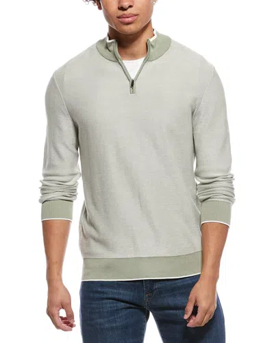 Raffi Links Stitch Zip Mock Neck Sweater In Green
