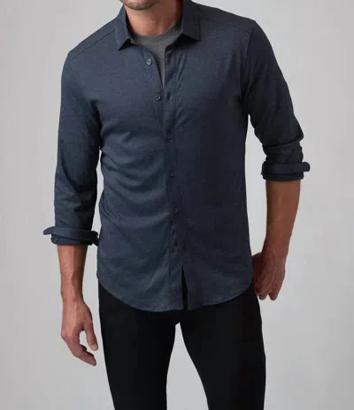 Raffi Marquee Cotton Button Down Knit Shirt In Carbon In Gray