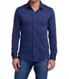 Raffi Marquee Cotton Button Down Knit Shirt In Midnight In Blue