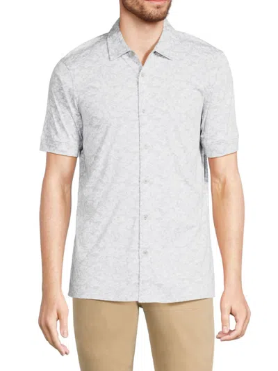 Raffi Men's Print Button Down Shirt In White