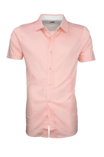 Raffi Men's Short Sleeve Button Up Polo In Sorbet In Pink