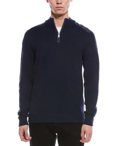 Raffi Milano Wool-blend 1/4-zip Sweater In Blue