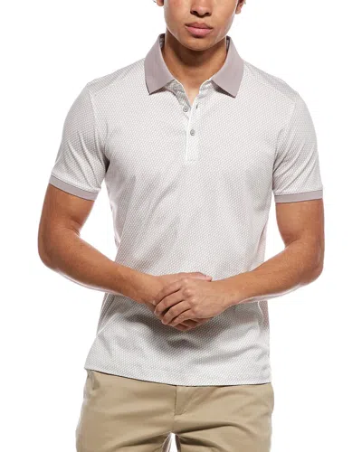 Raffi Mini Geo Print Polo Shirt In White