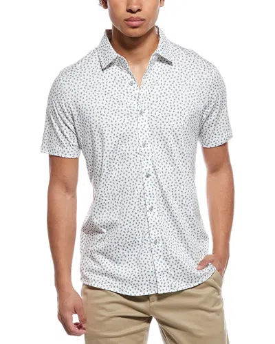 Raffi Mini Leave Print Button Shirt In Blue