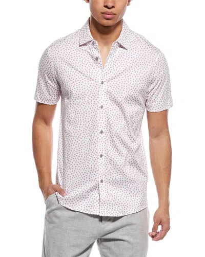 Raffi Mini Leave Print Button Shirt In Gray