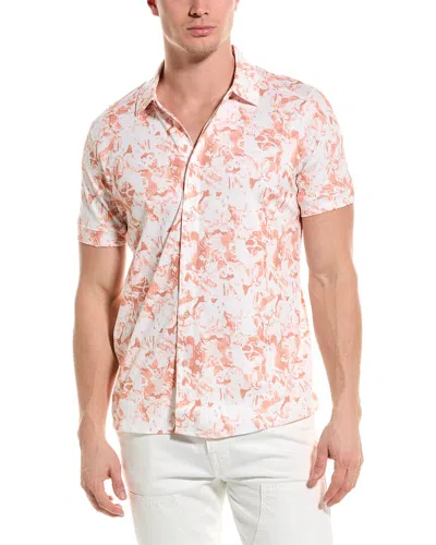 Raffi Monotone Floral Printed Button Front Shirt In Orange