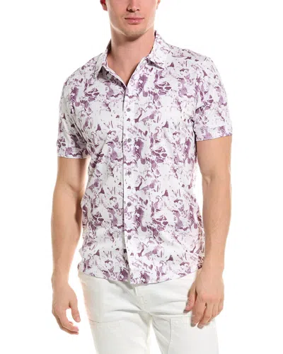 Raffi Monotone Floral Printed Button Front Shirt In Purple