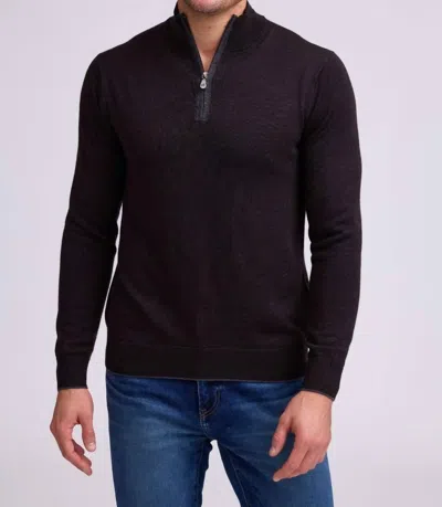 Raffi Palmer Mock Zip Sweater In Espresso In Black