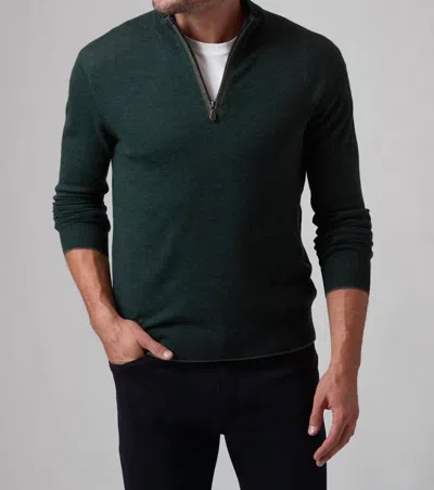 Raffi Palmer Mock Zip Sweater In Forest In Green
