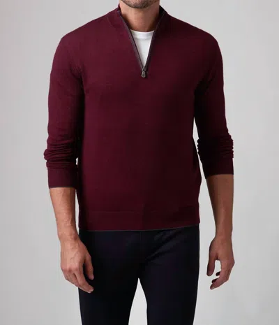 Raffi Palmer Mock Zip Sweater In Merlot In Burgundy