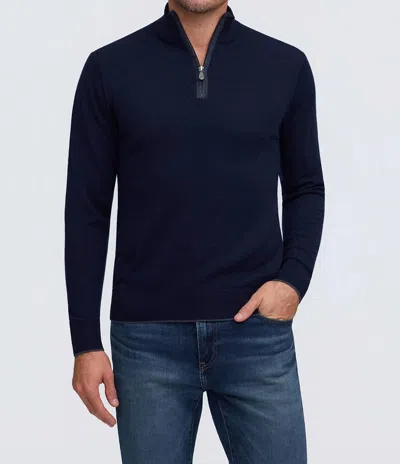 Raffi Palmer Mock Zip Sweater In Navy In Blue