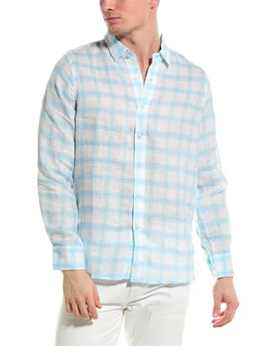 Raffi Plaid Printed Linen Shirt In Blue
